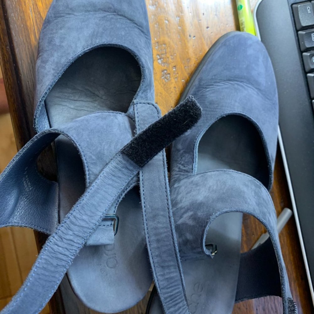 blue low heels
